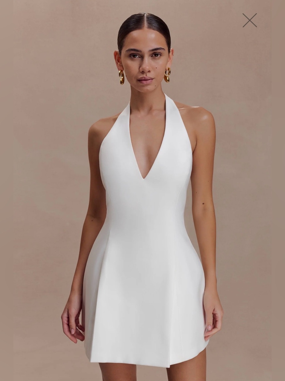 NWT MESHKI Nelly Halter Neck White Cotton Mini Dress Size S Bridal Cocktail